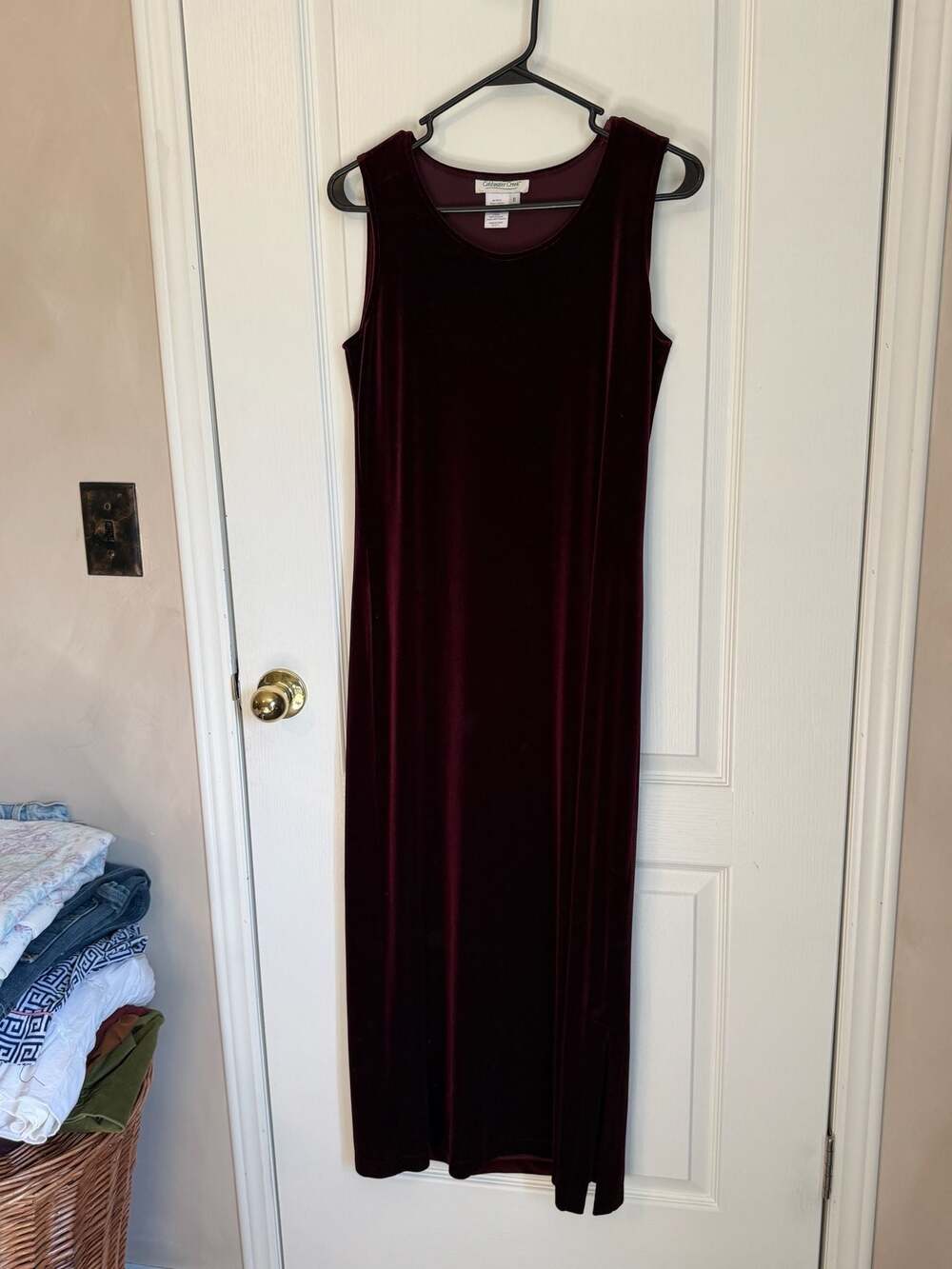 Coldwater Creek Burgundy Velvet Sleeveless Maxi Dress Size 6